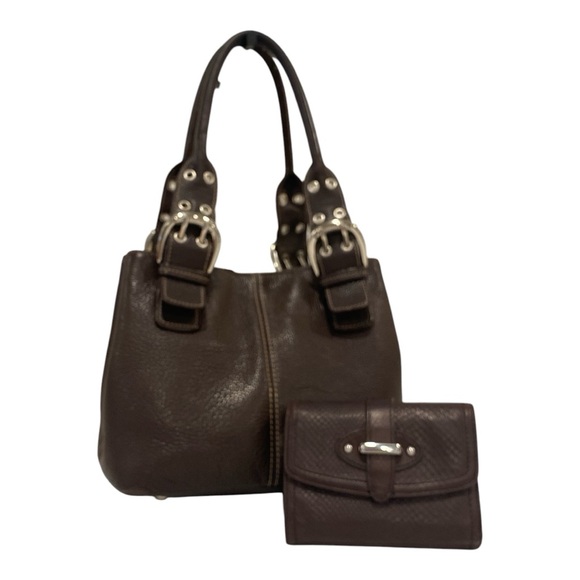 Tignanello Handbags - Tignanello Leather Handbag & Wallet Set chocolate Brown  NWOT